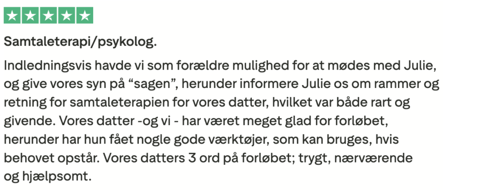 Trustpilot 5 stars psykolog Mentalt Overskud