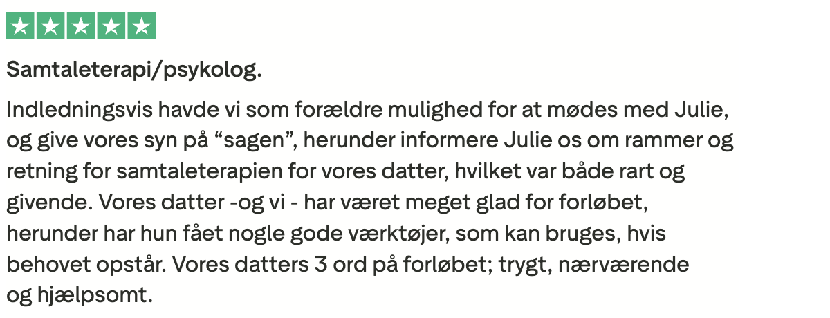 Trustpilot 5 stars psykolog Mentalt Overskud